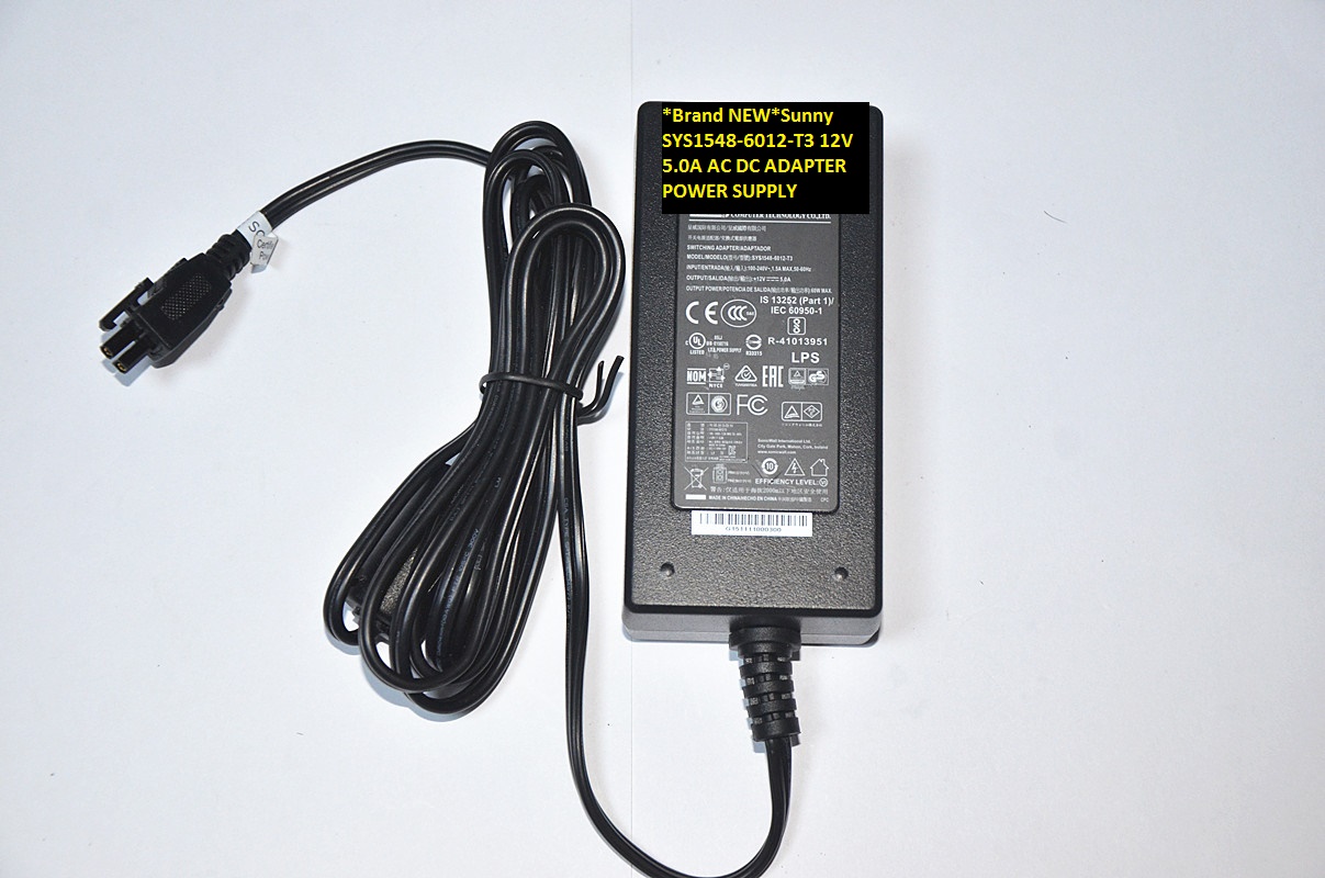 *Brand NEW*AC DC ADAPTER Sunny 12V 5.0A SYS1548-6012-T3 POWER SUPPLY